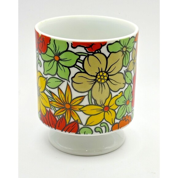 Vintage 1970s Set of 2 Royal Sealy Flower Power Coffee Tea Cups Mugs Used - Picture 7 of 16
